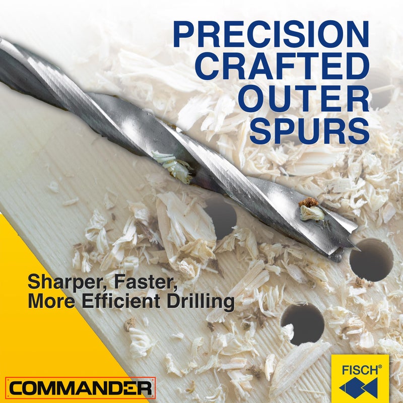 Fisch Premium Brad Point Drill Bit, High-Accuracy Woodworking Bits with Beveled Edges for Smooth, Tear-Free Holes, Ideal for Pros & DIY, Made in Austria, Size: 12mm x 151mm - Image 3